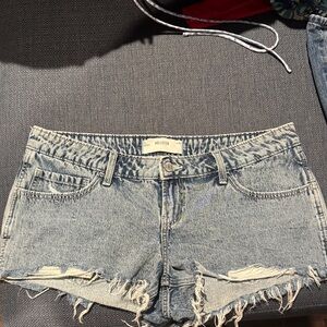 Hollister faded light blue distressed denim cutoff shorts
